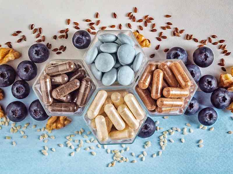 Photo: A plate of vitamins and supplements for dogs.