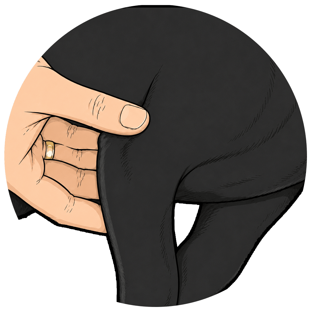 Illustration of a person examining a dog's elbow.