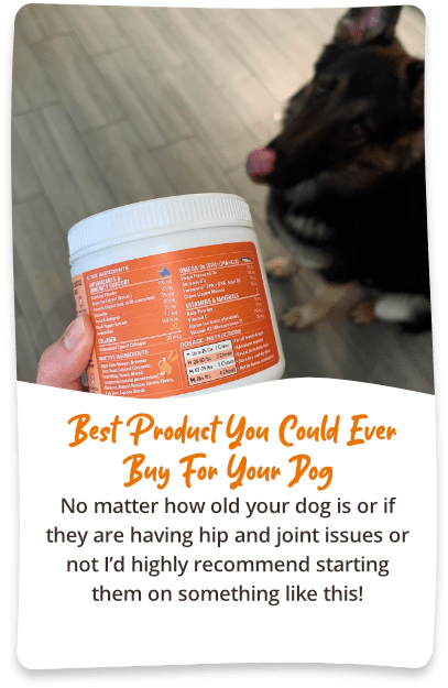 Best Product you could ever buy for your dog. No matter how old your dog is or if they are having hip and joint issues or not I’d highly recommend starting them on something like this!