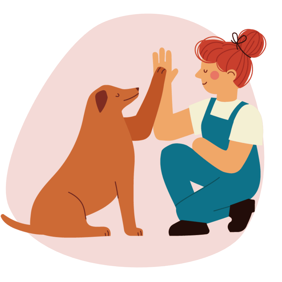Icon for the concept "dog and pet parent."