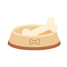 Icon of a dog dish with a bone.