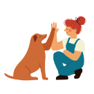 Icon of a dog and pet parent high-fiving.