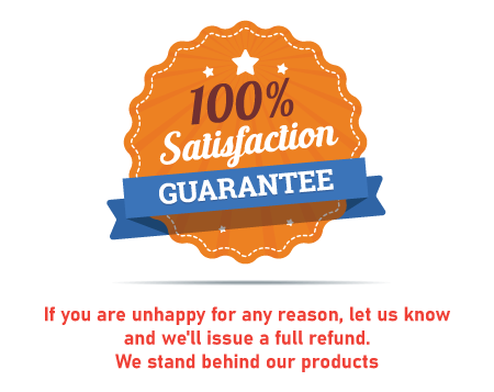 Graphic badge/seal: 100% Satisfaction Guarantee.